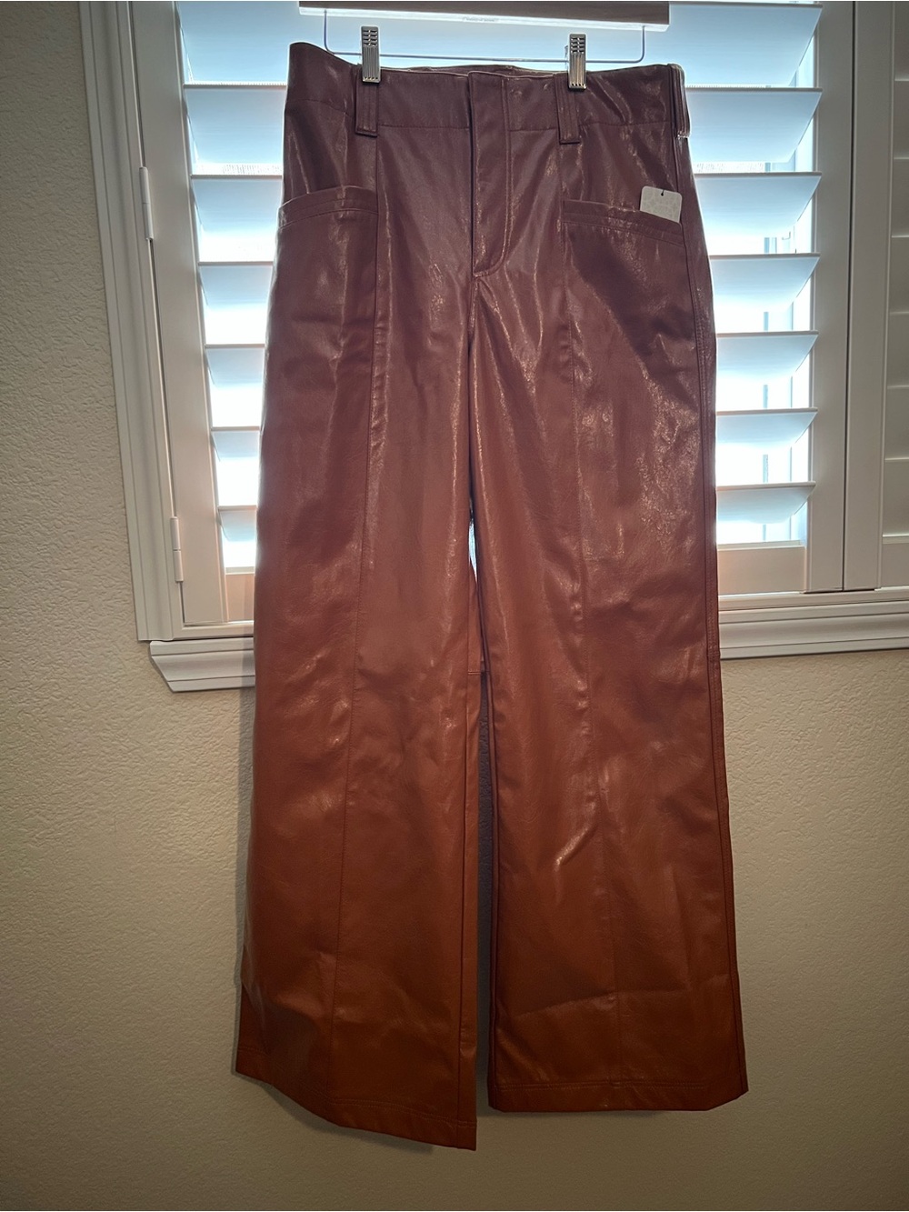 Free People Women’s Size 4 NWT Brown Faux Leather Wide-Leg Pants